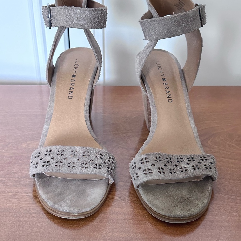 Lucky Brand Tan Block Heels with Ankle Strap